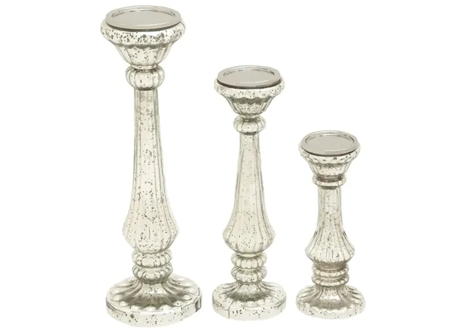 Ivy Collection Kyung Candle Holders Set of 3 in Silver by UMA Enterprises