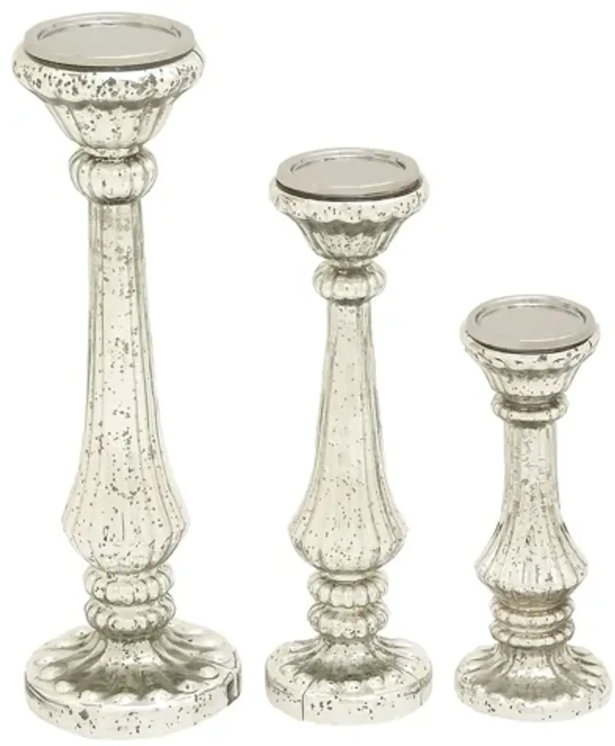 Ivy Collection Kyung Candle Holders Set of 3 in Silver by UMA Enterprises