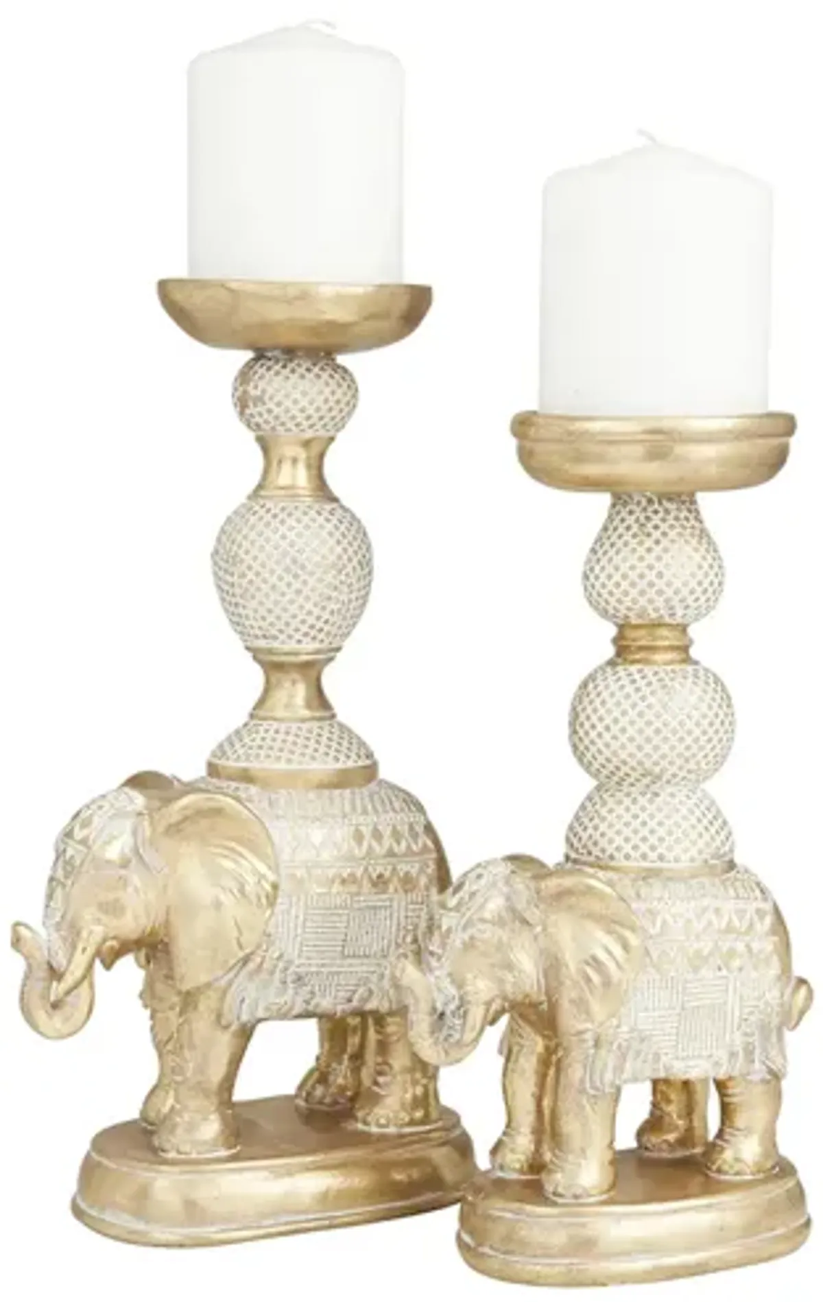 Ivy Collection Hextian Candle Holders Set of 2 in Gold by UMA Enterprises