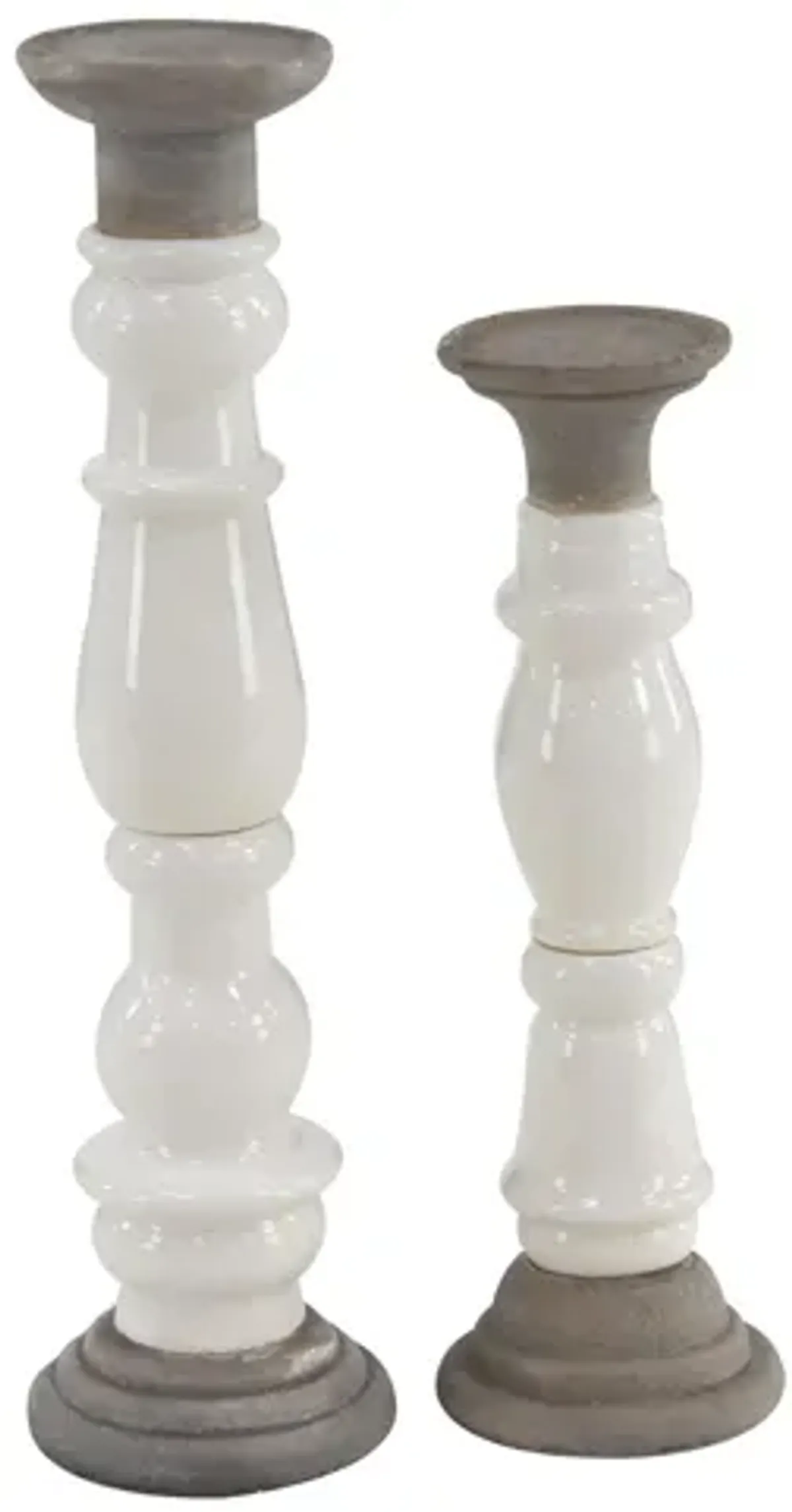 Ivy Collection Galieti Candle Holders Set of 2 in White by UMA Enterprises