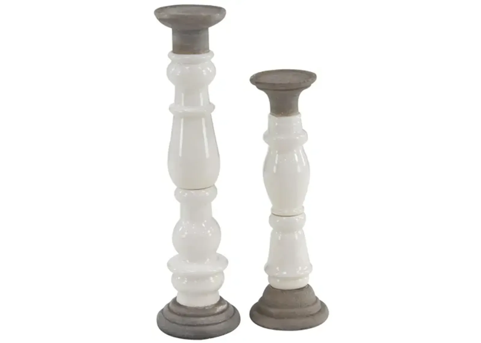 Ivy Collection Galieti Candle Holders Set of 2 in White by UMA Enterprises