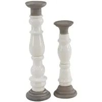 Ivy Collection Galieti Candle Holders Set of 2 in White by UMA Enterprises