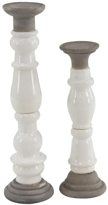 Ivy Collection Galieti Candle Holders Set of 2 in White by UMA Enterprises