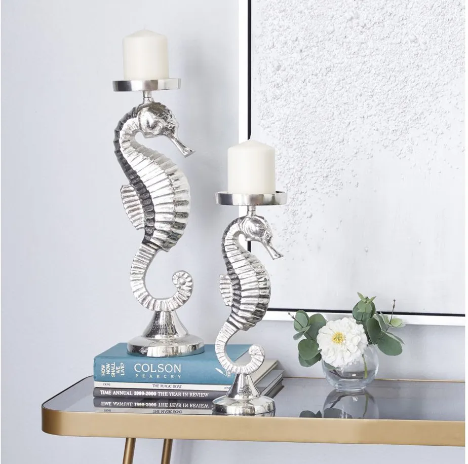 Ivy Collection Dioramansion Candle Holders Set of 2 in Silver by UMA Enterprises