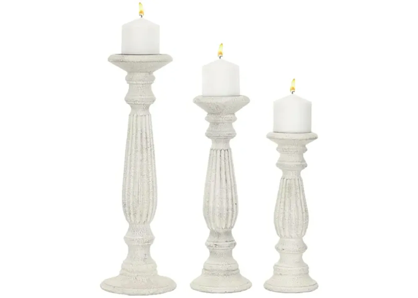 Ivy Collection Turnblad Candle Holders Set of 3 in White by UMA Enterprises