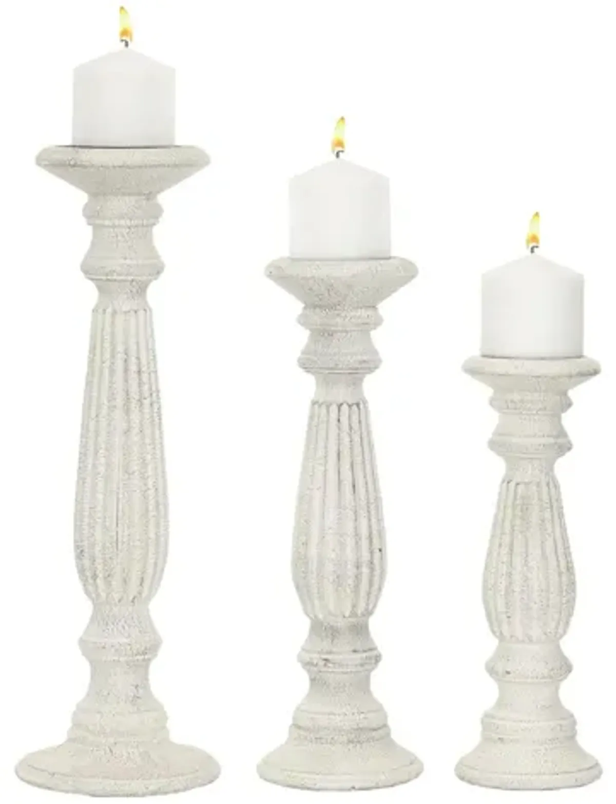 Ivy Collection Turnblad Candle Holders Set of 3 in White by UMA Enterprises