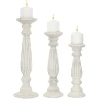 Ivy Collection Turnblad Candle Holders Set of 3 in White by UMA Enterprises