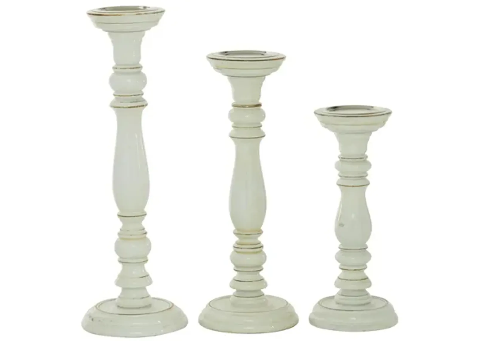 Ivy Collection Cholmondeley Candle Holders Set of 3 in White by UMA Enterprises