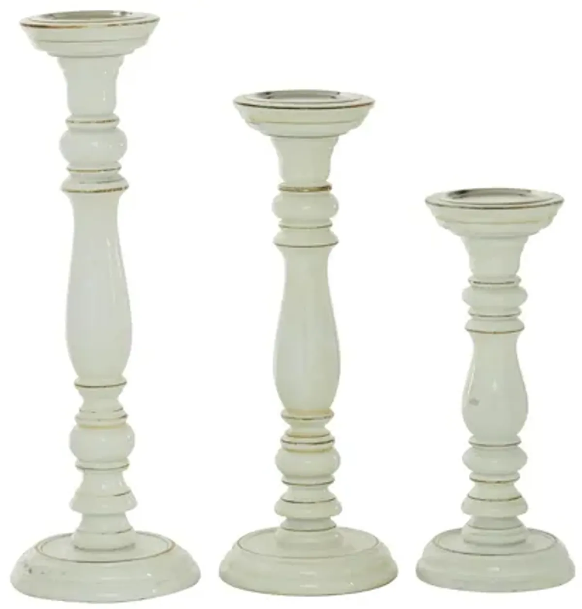 Ivy Collection Cholmondeley Candle Holders Set of 3 in White by UMA Enterprises