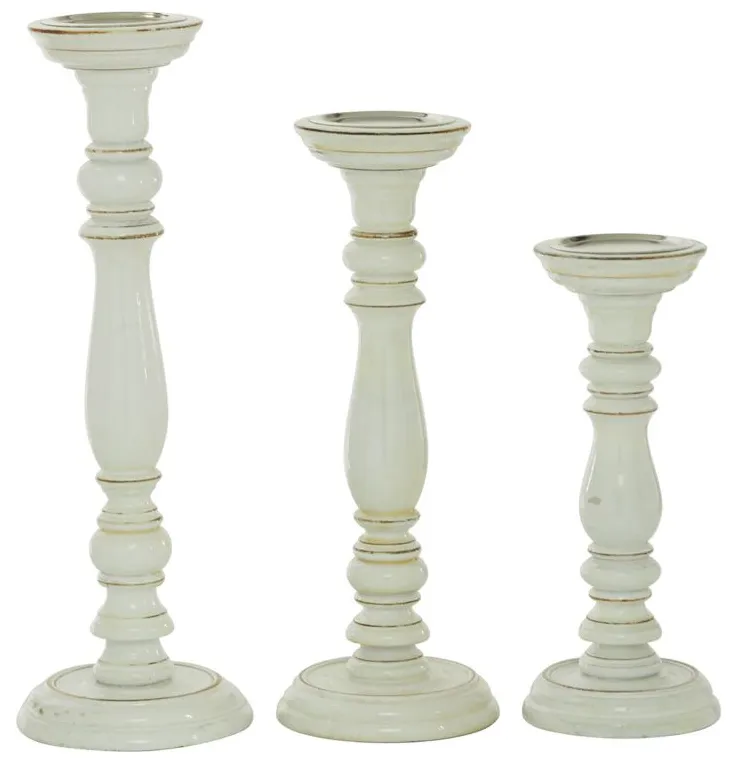 Ivy Collection Cholmondeley Candle Holders Set of 3 in White by UMA Enterprises