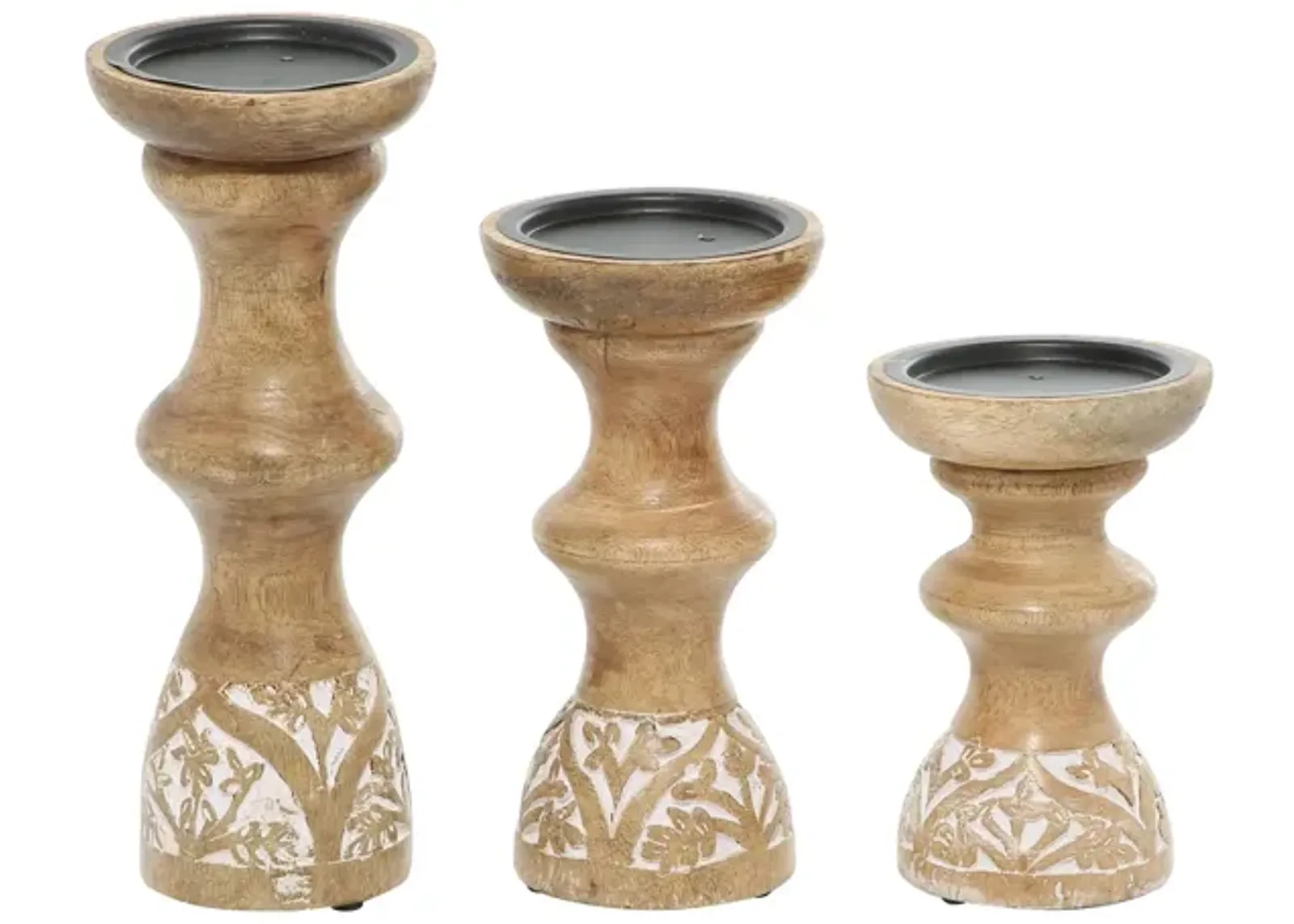 Ivy Collection Nathaniel Candle Holders Set of 3 in Brown by UMA Enterprises