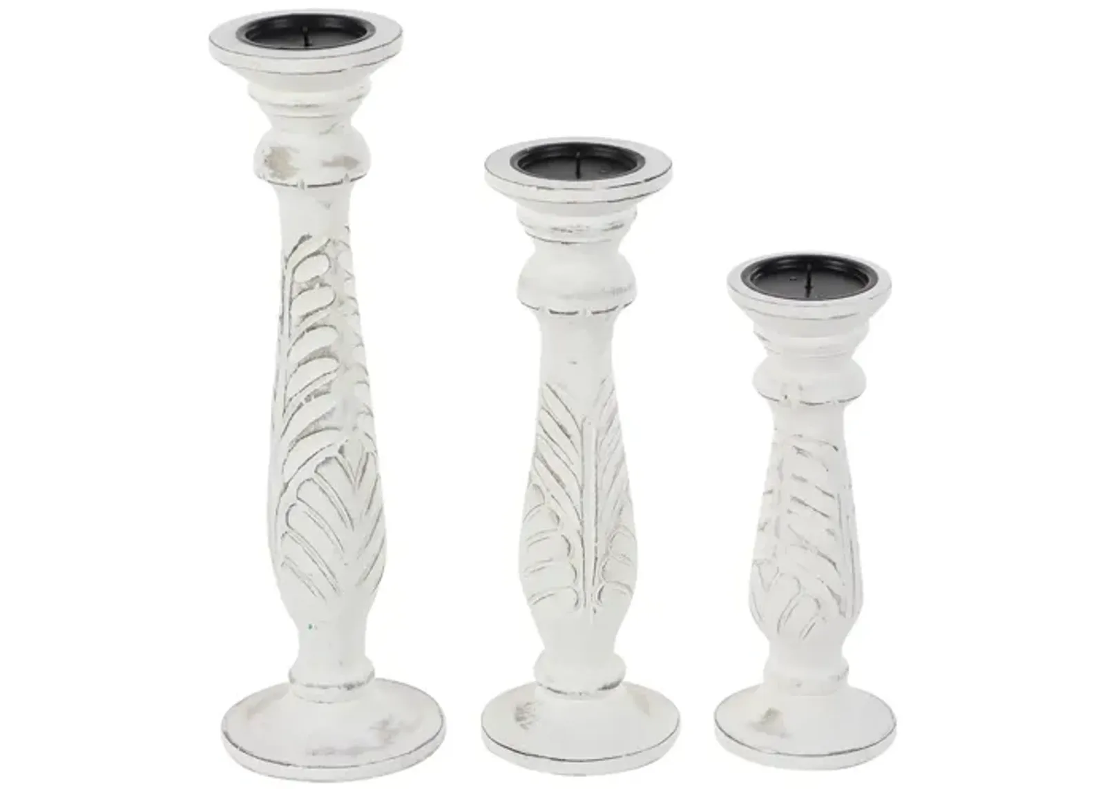 Ivy Collection Agrarian Candle Holders Set of 3 in White by UMA Enterprises