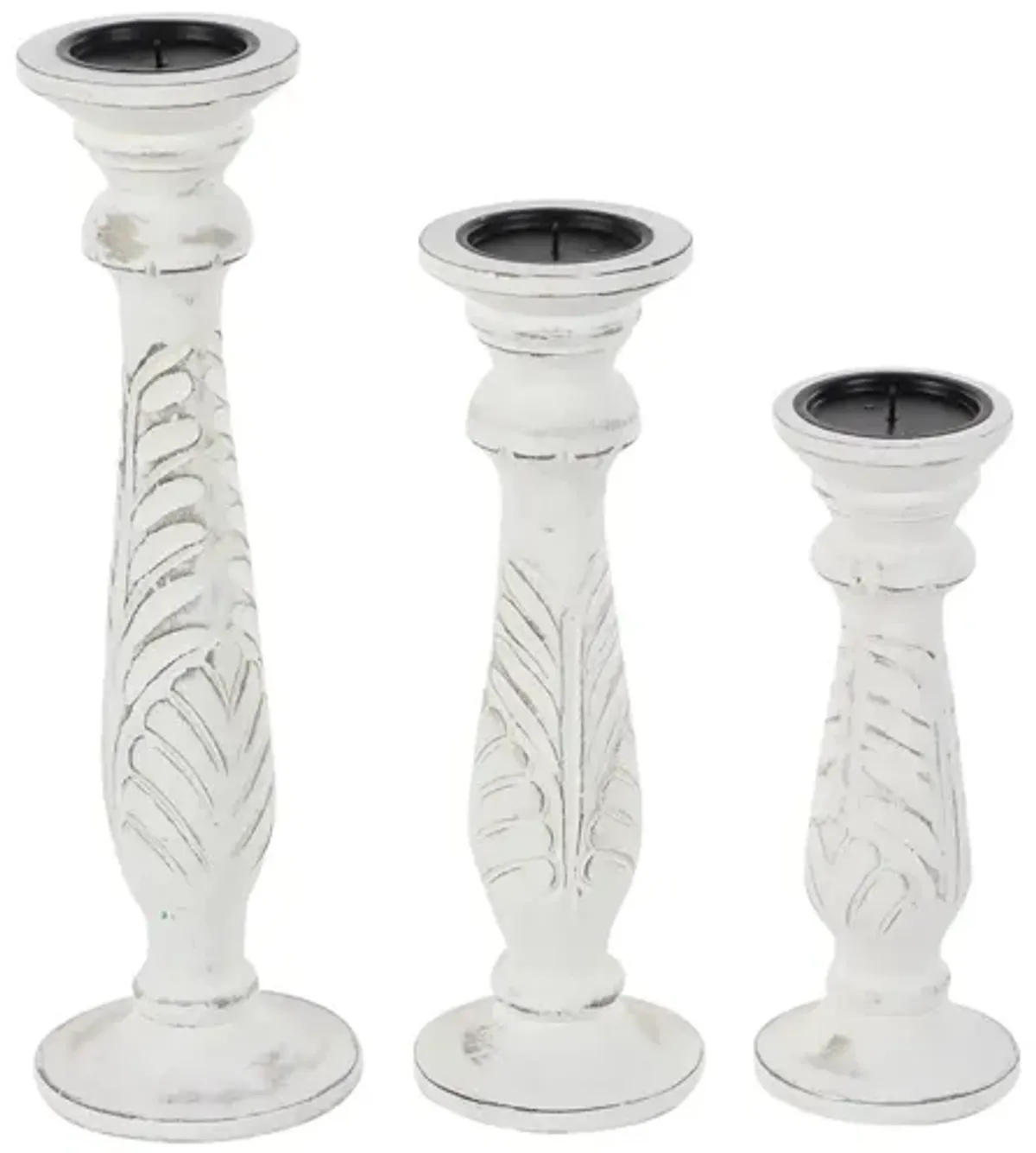 Ivy Collection Agrarian Candle Holders Set of 3 in White by UMA Enterprises