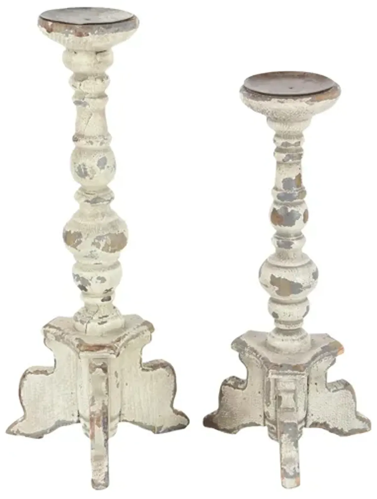 Ivy Collection Hrithik Candle Holders Set of 2 in White by UMA Enterprises