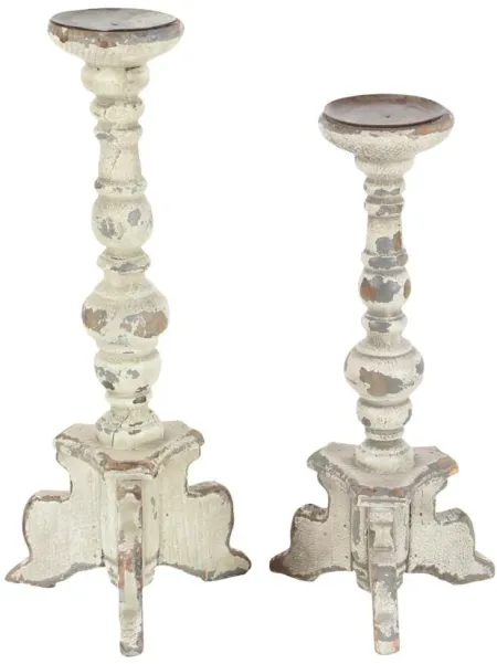 Ivy Collection Hrithik Candle Holders Set of 2 in White by UMA Enterprises