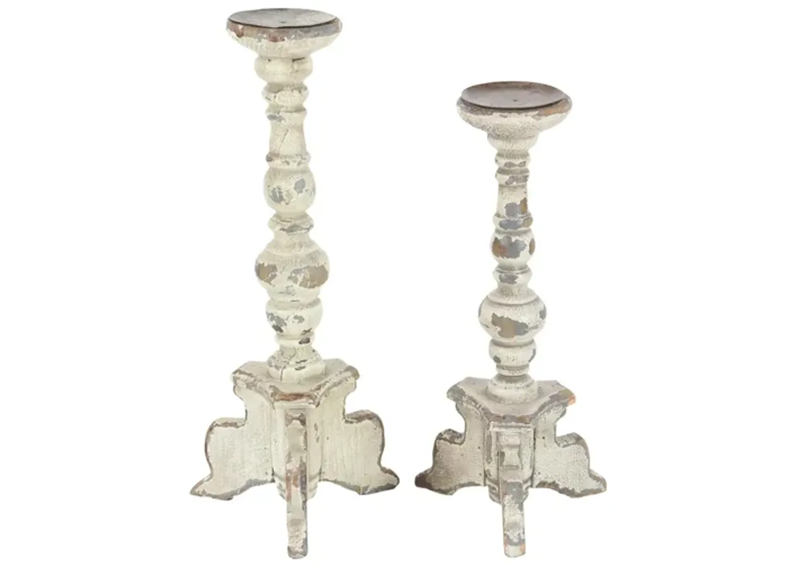 Ivy Collection Hrithik Candle Holders Set of 2 in White by UMA Enterprises