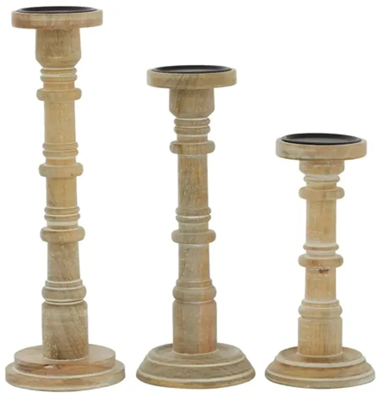 Ivy Collection Varner Candle Holders Set of 3 in Brown by UMA Enterprises