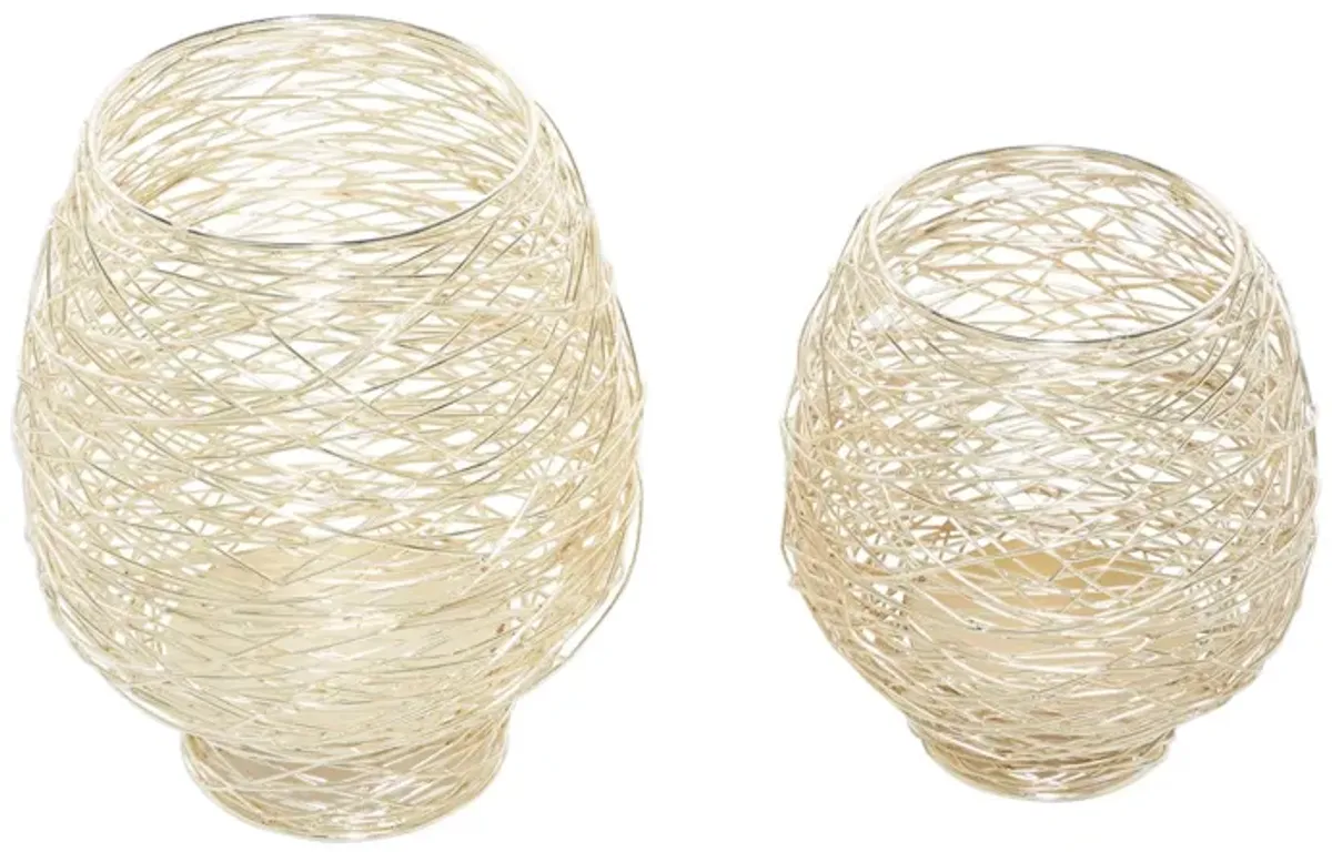 Ivy Collection Moreville Candle Holders Set of 2 in Gold by UMA Enterprises