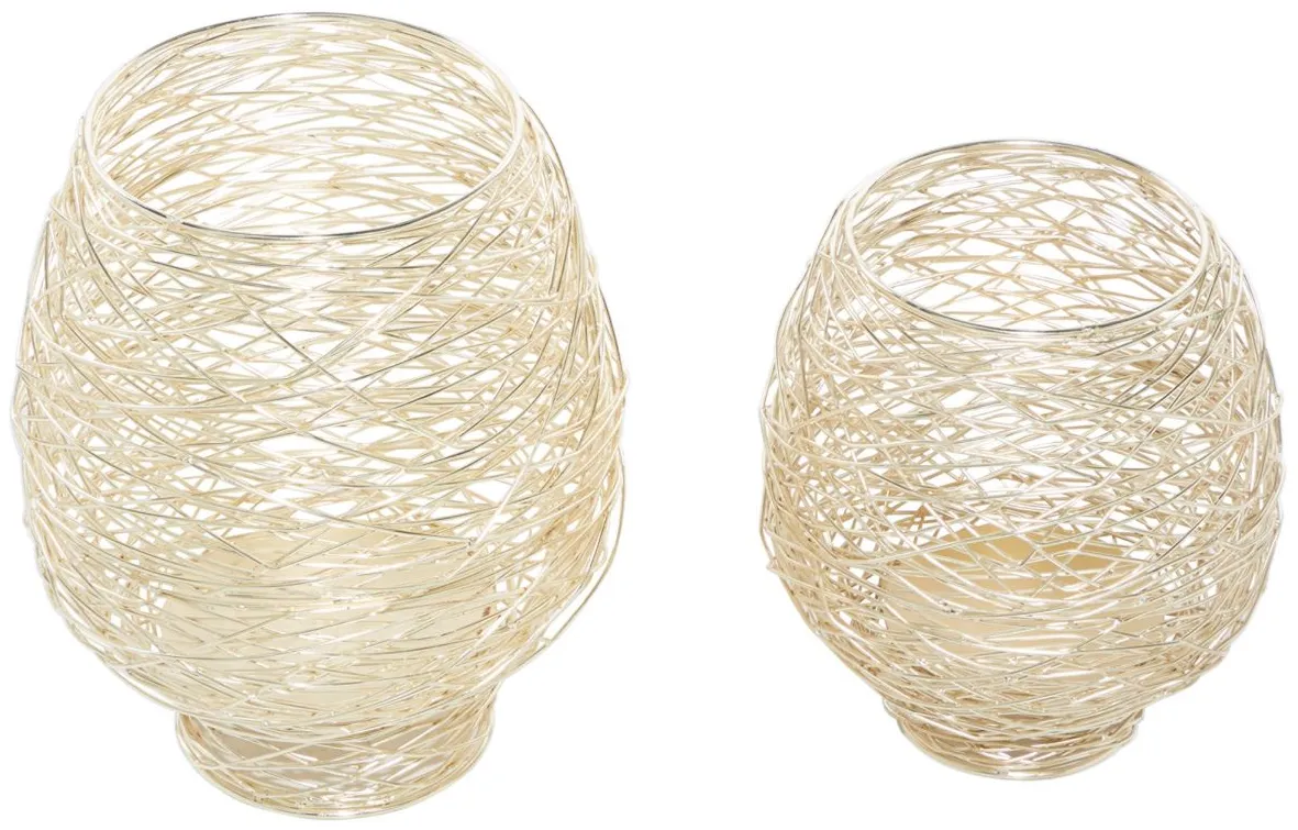 Ivy Collection Moreville Candle Holders Set of 2 in Gold by UMA Enterprises