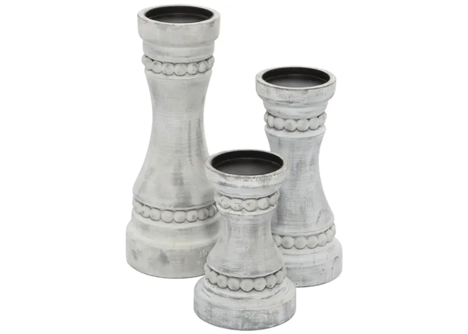 Ivy Collection Nakashima Candle Holders Set of 3 in Grey by UMA Enterprises