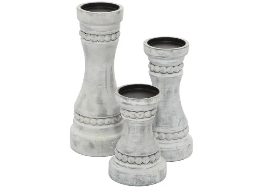 Ivy Collection Nakashima Candle Holders Set of 3 in Grey by UMA Enterprises