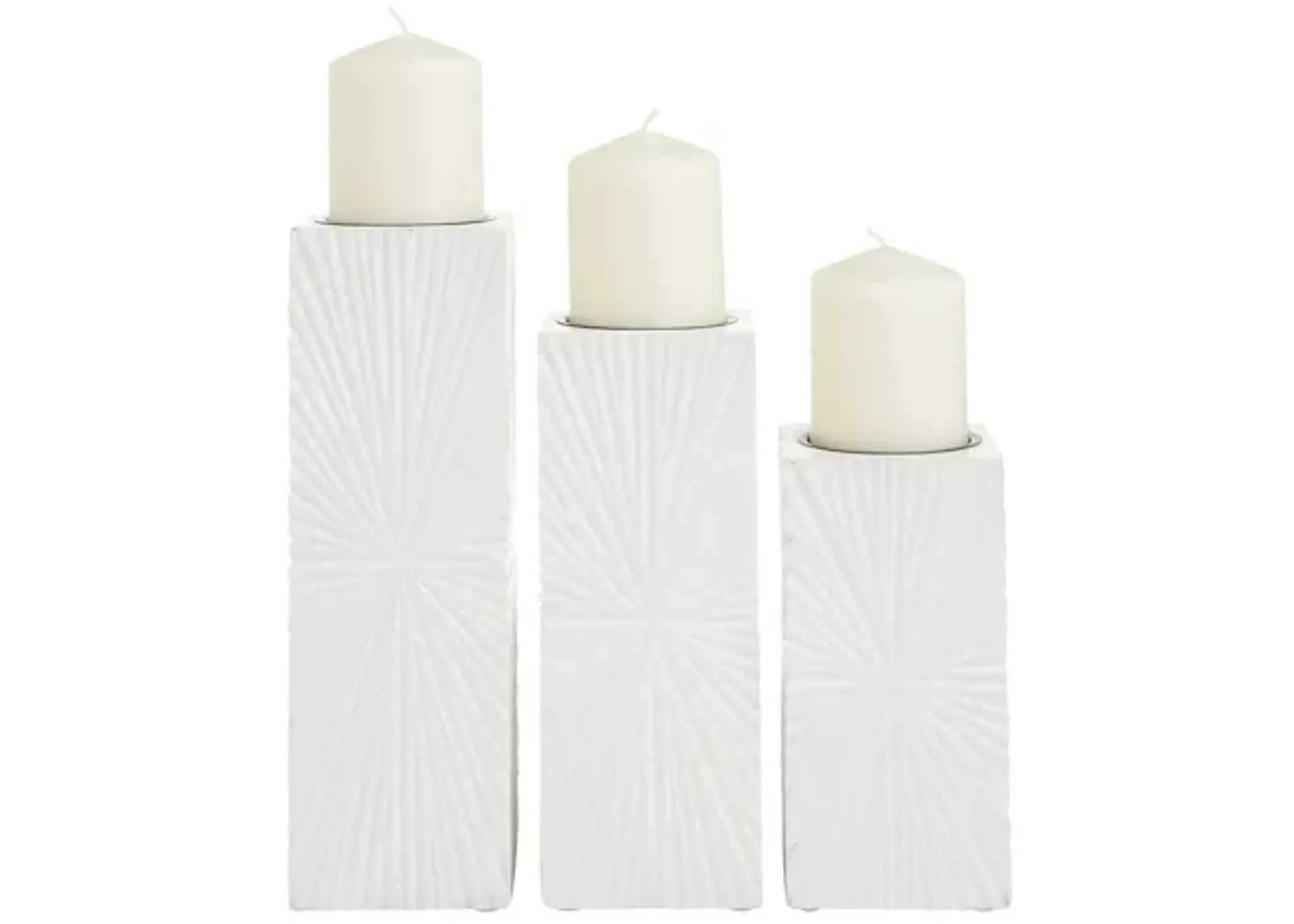 Ivy Collection Songster Candle Holders Set of 3 in White by UMA Enterprises