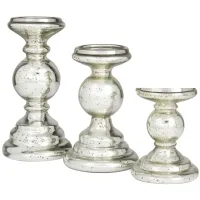 Ivy Collection Jomiryo Candle Holders Set of 3 in Silver by UMA Enterprises