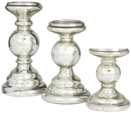 Ivy Collection Jomiryo Candle Holders Set of 3 in Silver by UMA Enterprises