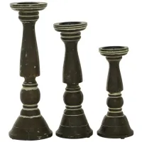 Ivy Collection Zavodchikov Candle Holders Set of 3 in Brown by UMA Enterprises
