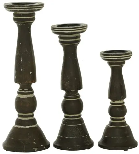 Ivy Collection Zavodchikov Candle Holders Set of 3 in Brown by UMA Enterprises