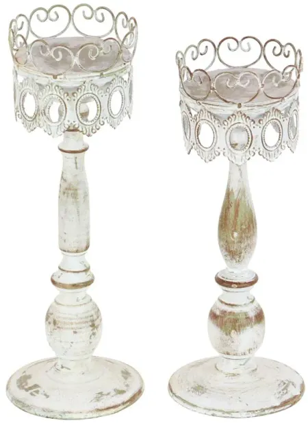 Ivy Collection Thriving Candle Holders Set of 2 in Beige by UMA Enterprises
