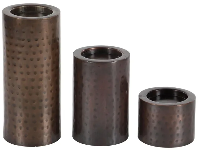 Ivy Collection Banee Candle Holders Set of 3 in Brown by UMA Enterprises