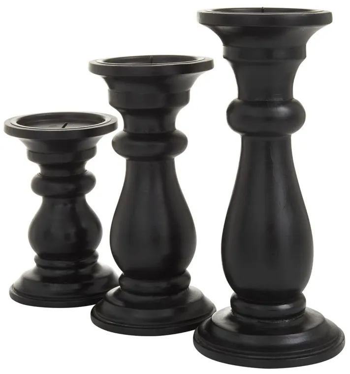 Ivy Collection Newsum Candle Holders Set of 3 in Black by UMA Enterprises