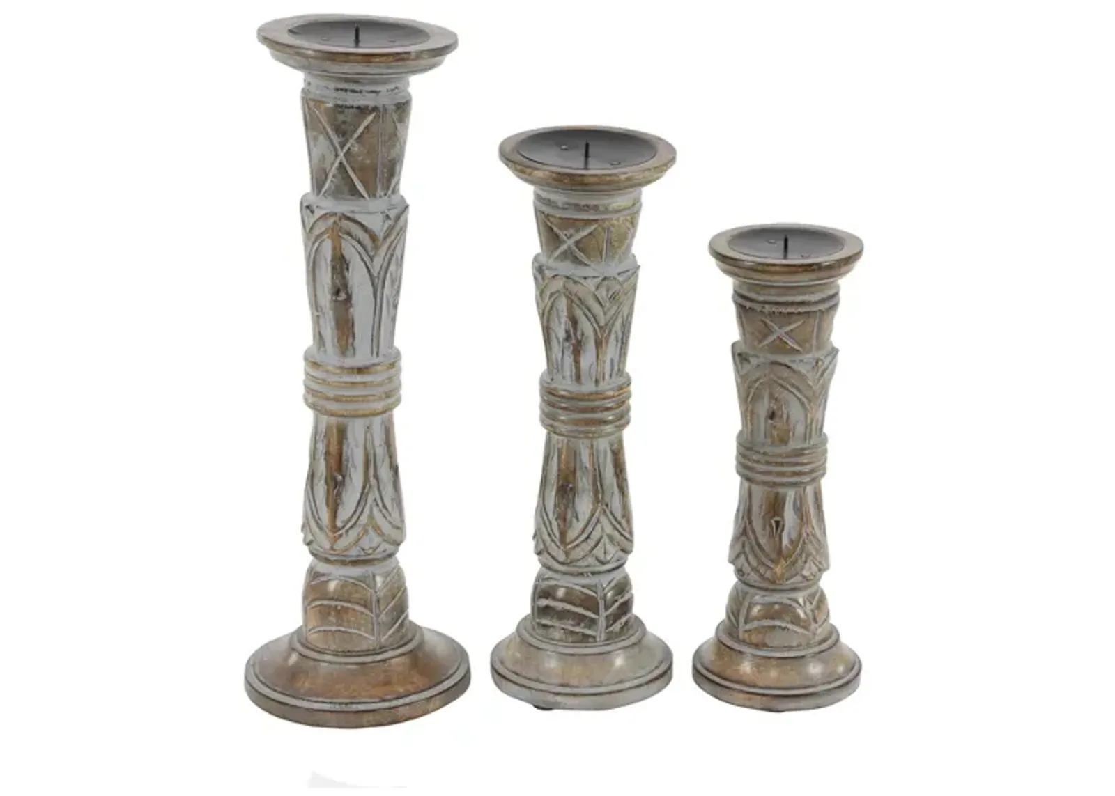 Ivy Collection Morpheus Candle Holders Set of 3 in Light Brown by UMA Enterprises