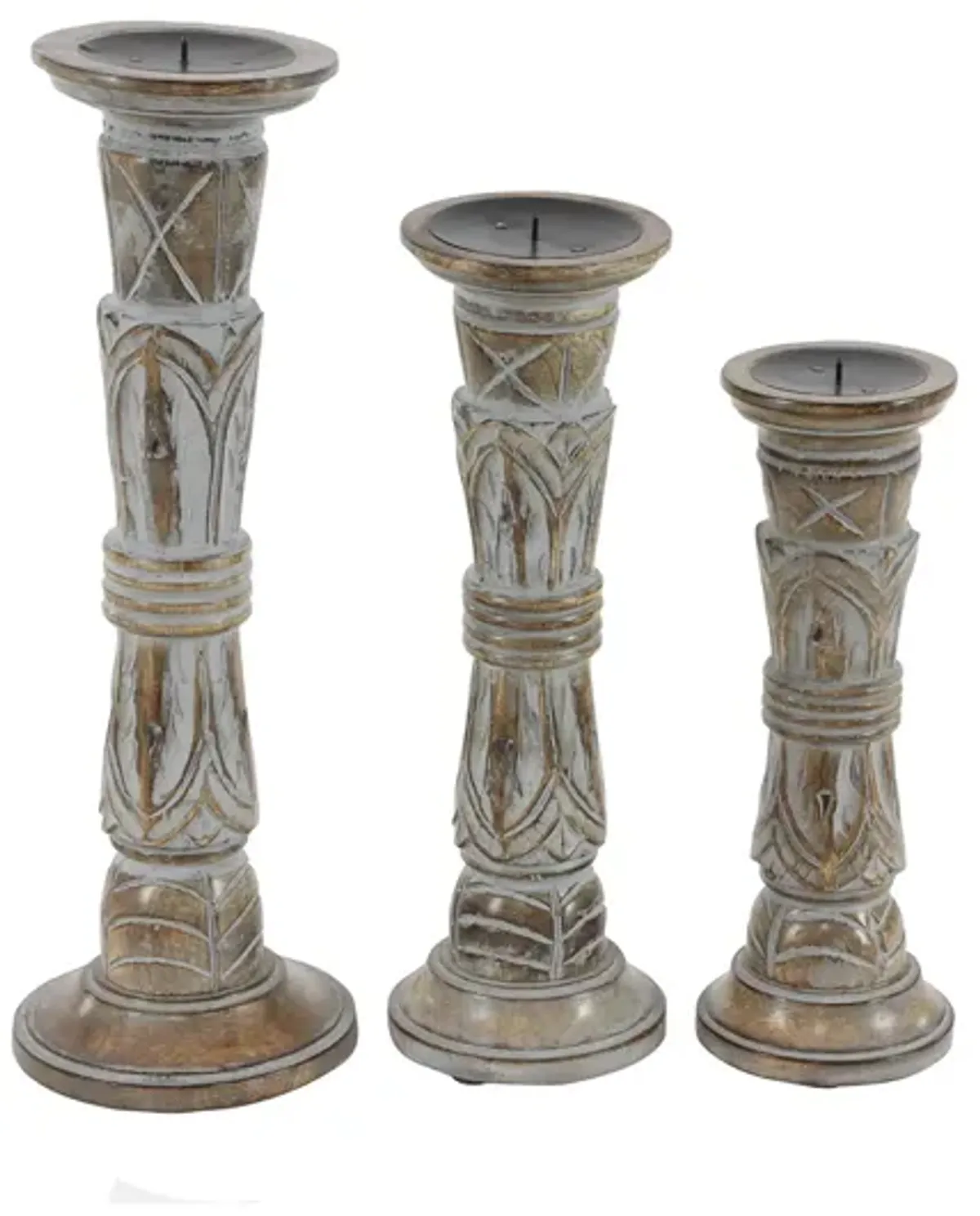 Ivy Collection Morpheus Candle Holders Set of 3 in Light Brown by UMA Enterprises