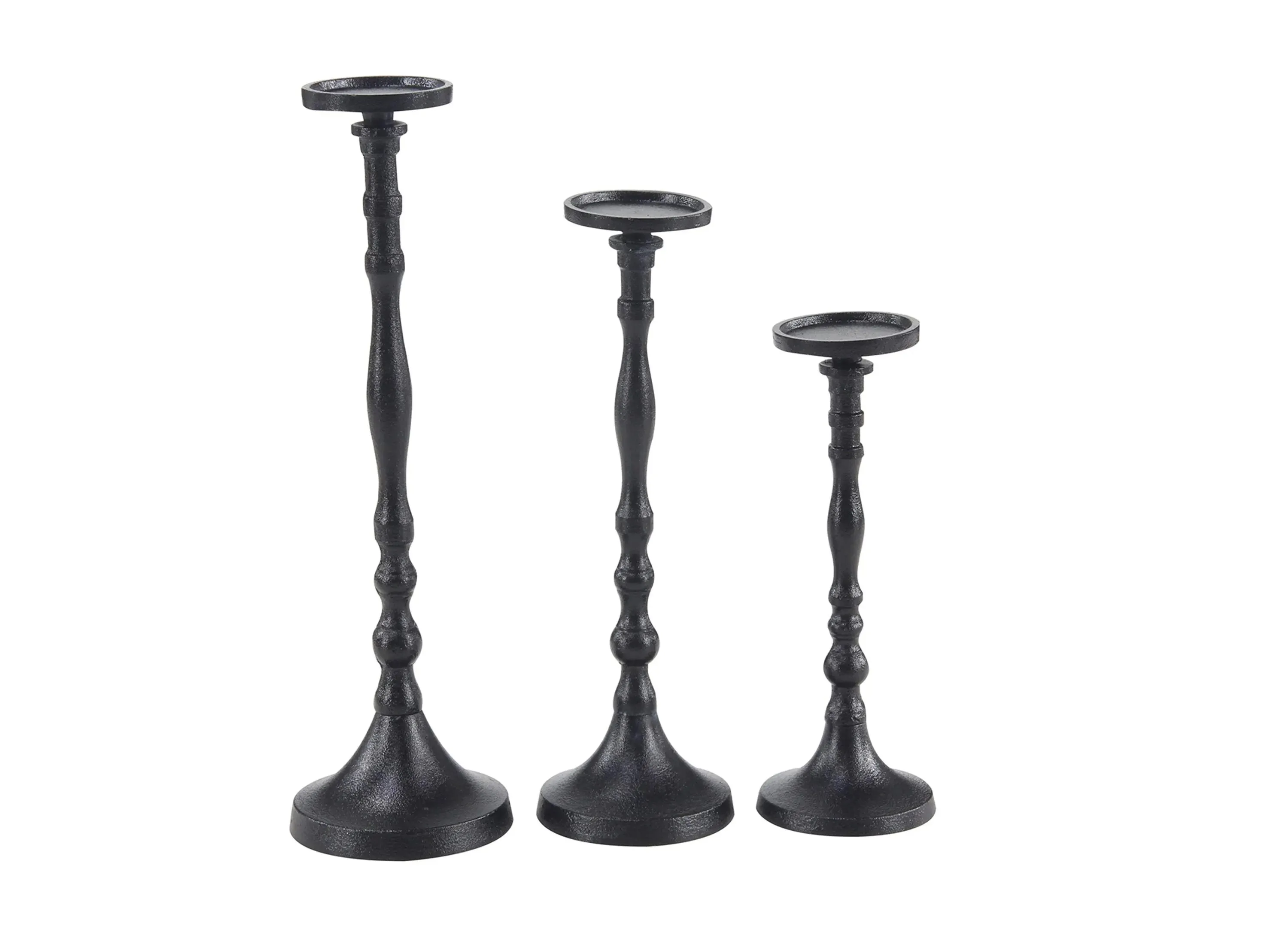 Ivy Collection Kumik Candle Holders Set of 3 in Black by UMA Enterprises