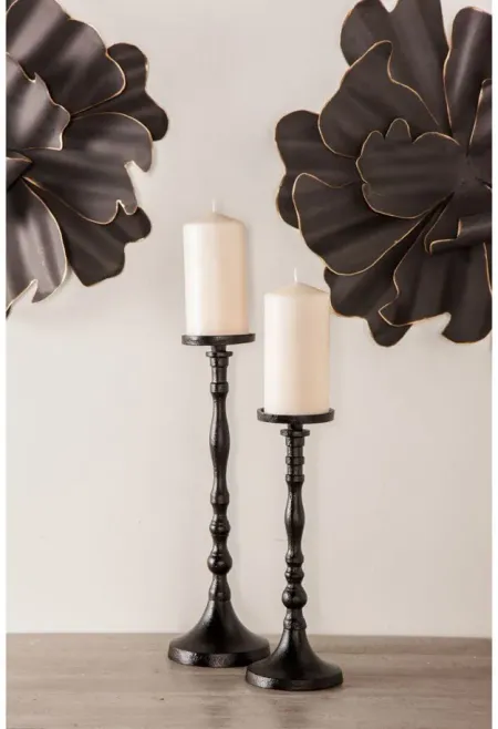 Ivy Collection Kumik Candle Holders Set of 3 in Black by UMA Enterprises