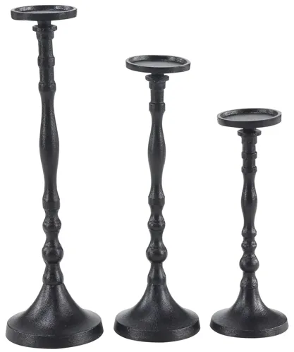 Ivy Collection Kumik Candle Holders Set of 3 in Black by UMA Enterprises