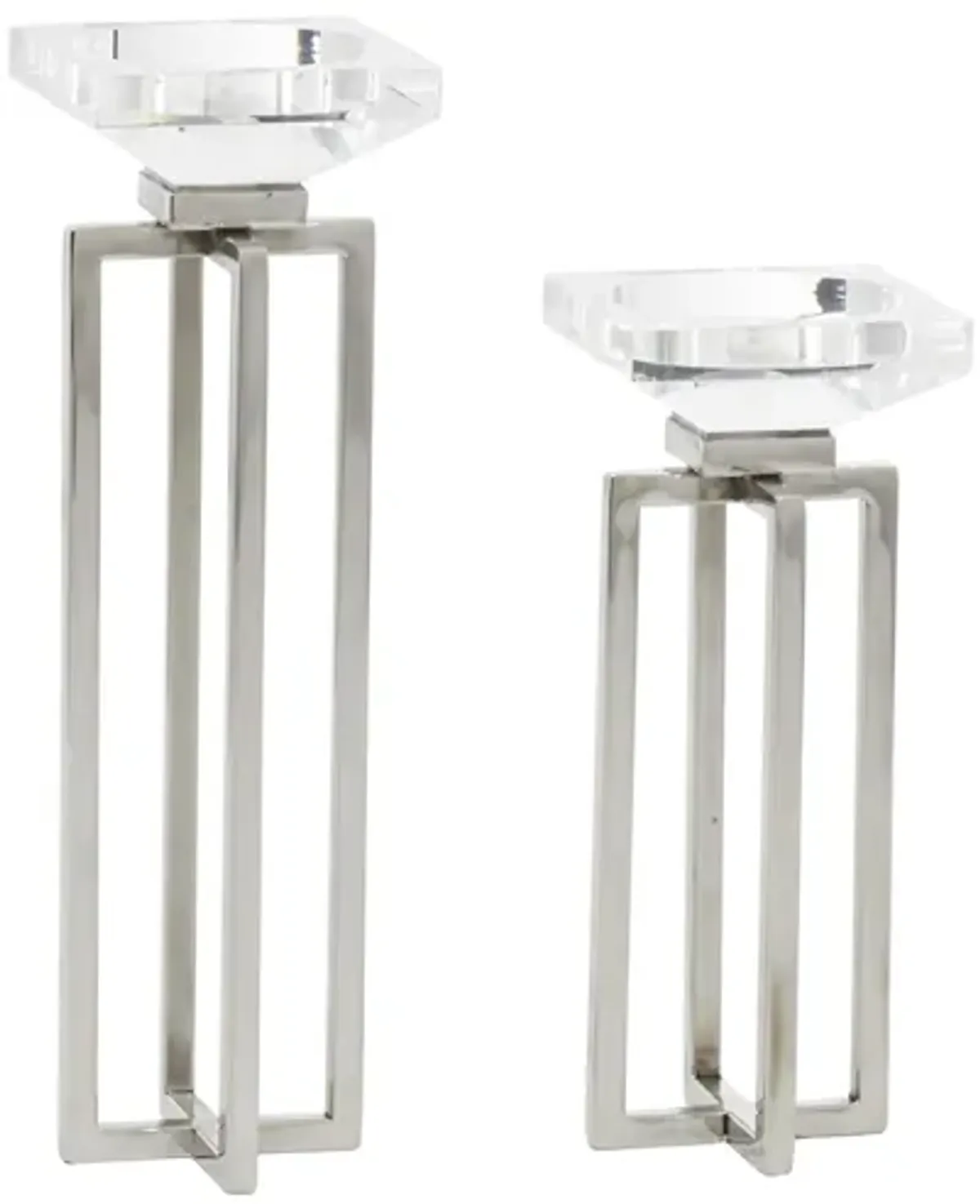 Ivy Collection Ibiza Candle Holders Set of 2 in Silver by UMA Enterprises