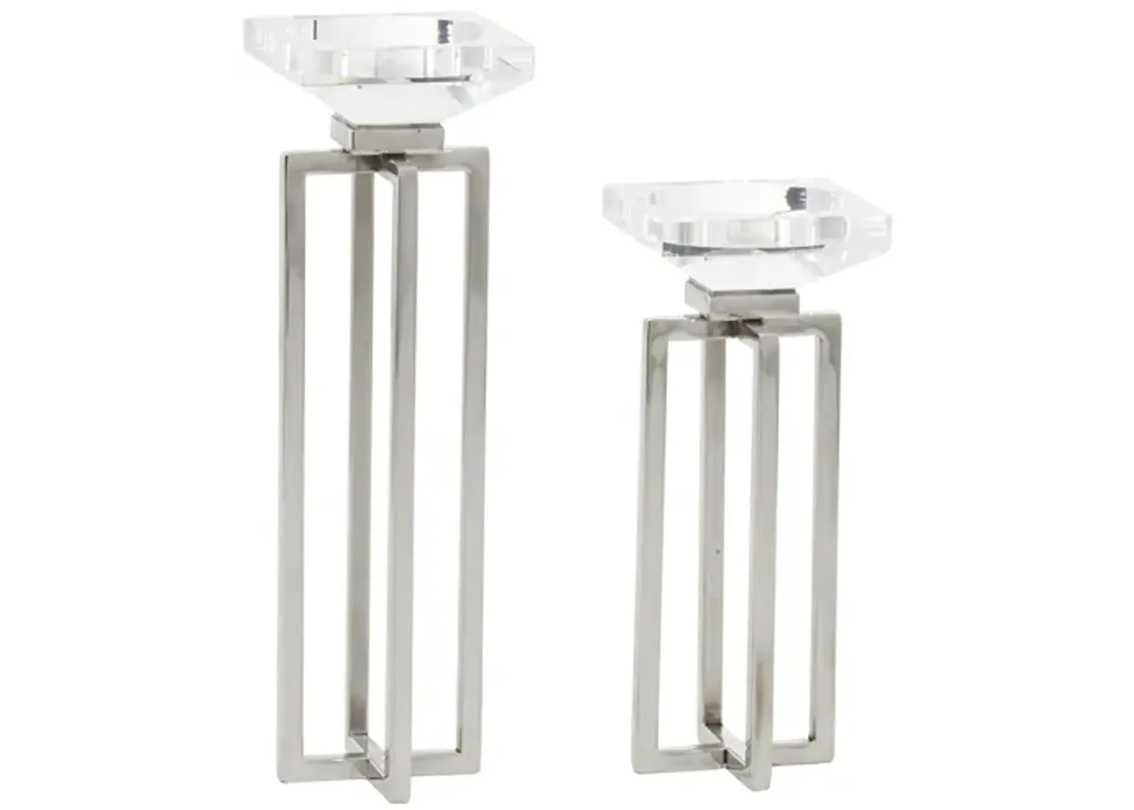 Ivy Collection Ibiza Candle Holders Set of 2 in Silver by UMA Enterprises