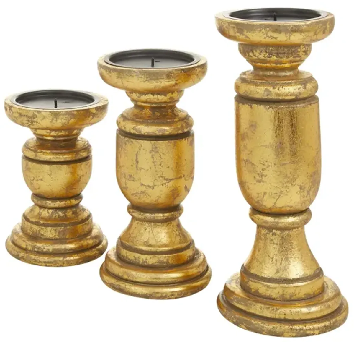 Ivy Collection Jager Candle Holders Set of 3 in Gold by UMA Enterprises