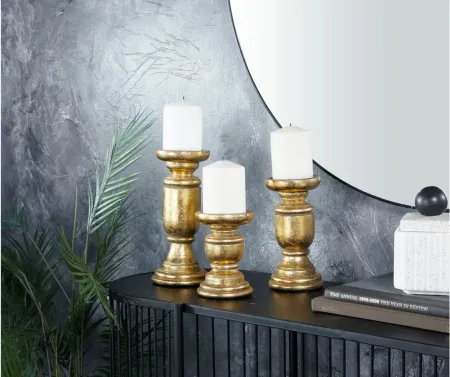 Ivy Collection Jager Candle Holders Set of 3 in Gold by UMA Enterprises