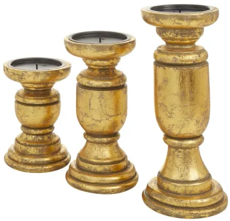 Ivy Collection Jager Candle Holders Set of 3 in Gold by UMA Enterprises