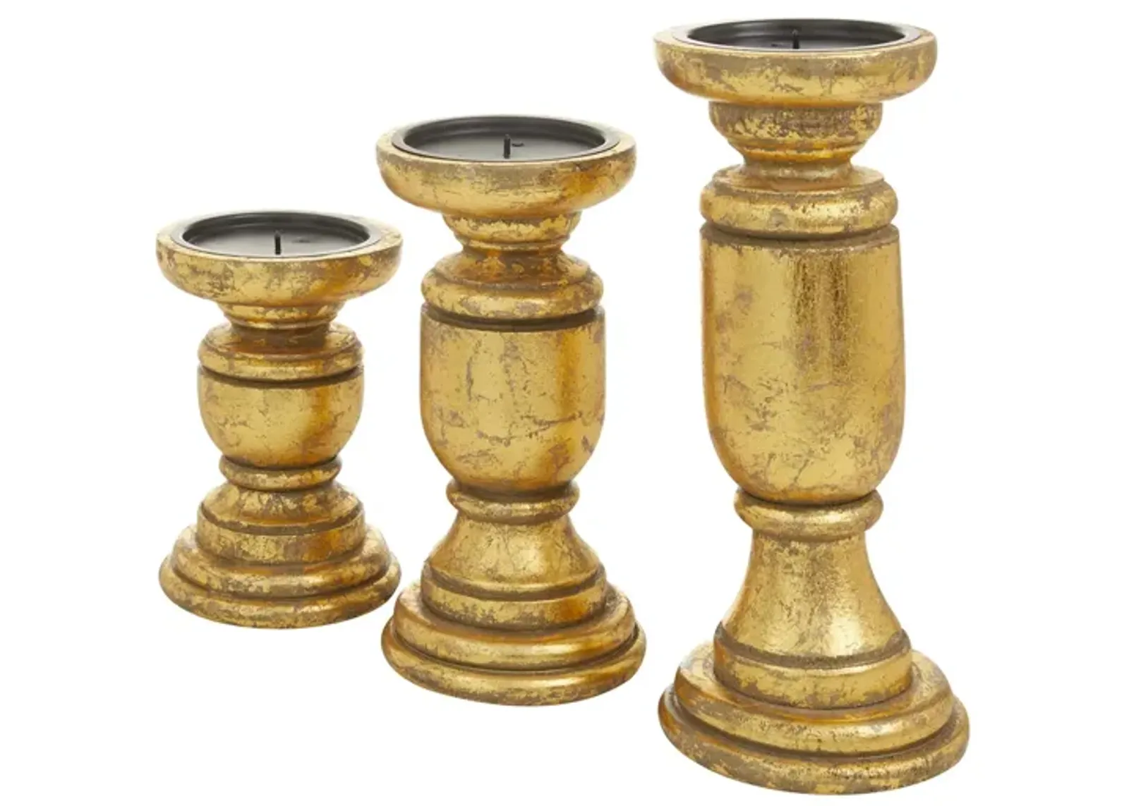 Ivy Collection Jager Candle Holders Set of 3 in Gold by UMA Enterprises