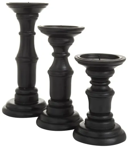 Ivy Collection Beru Candle Holders Set of 3 in Black by UMA Enterprises