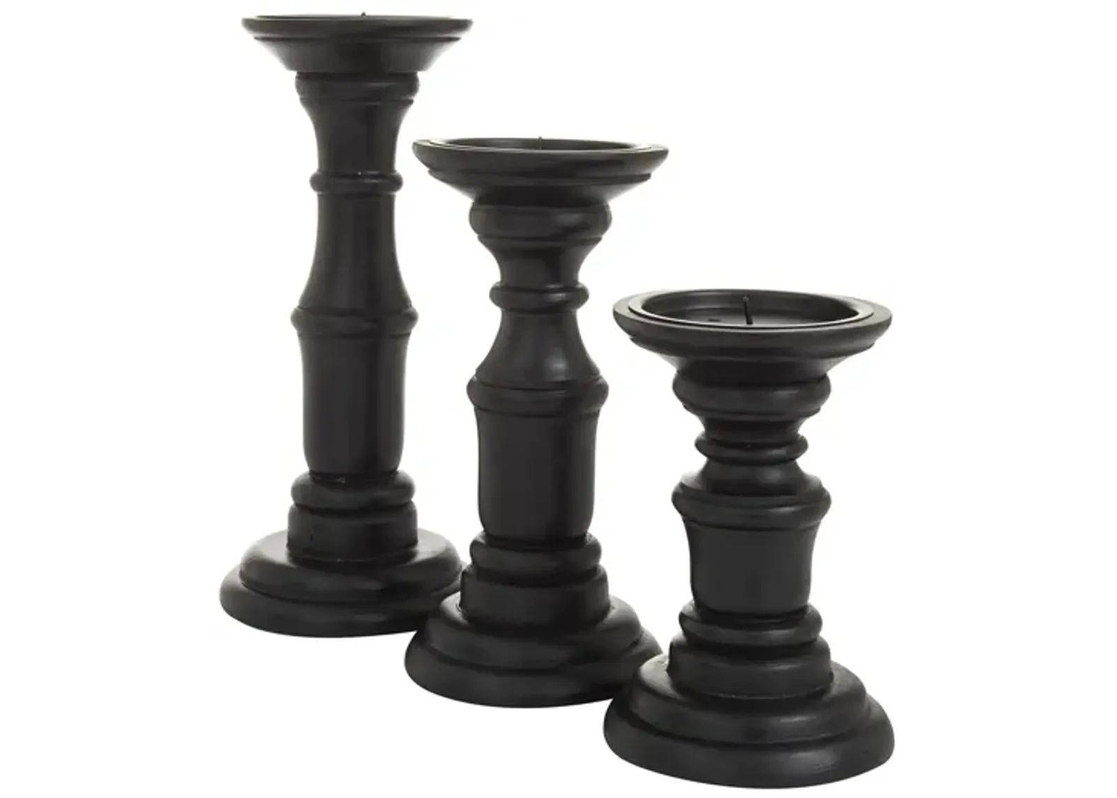 Ivy Collection Beru Candle Holders Set of 3 in Black by UMA Enterprises