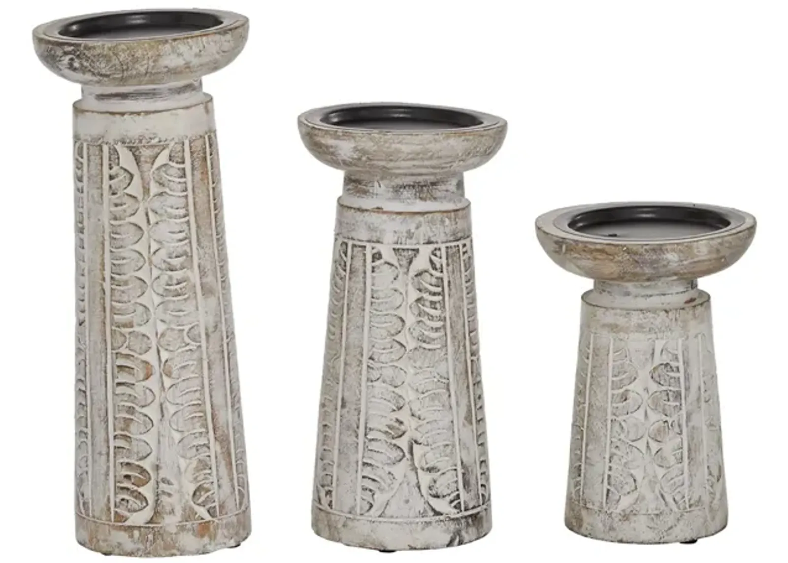 Ivy Collection Etienne Candle Holders Set of 3 in White by UMA Enterprises