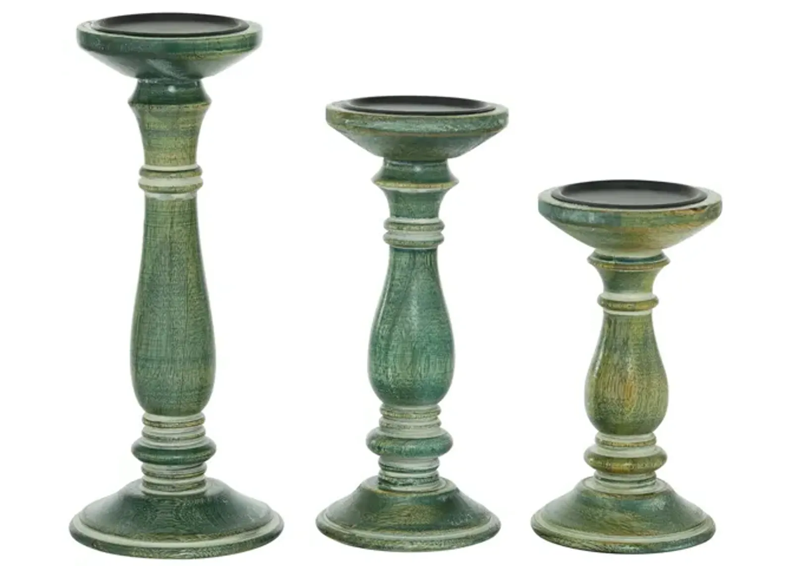 Ivy Collection Fishburne Candle Holders Set of 3 in Green by UMA Enterprises