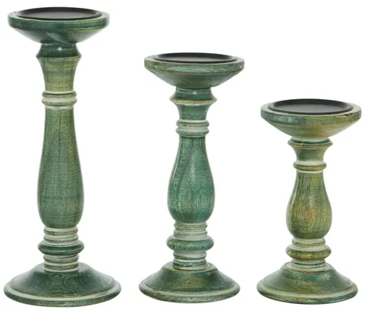 Ivy Collection Fishburne Candle Holders Set of 3 in Green by UMA Enterprises