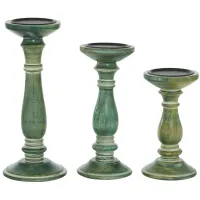 Ivy Collection Fishburne Candle Holders Set of 3 in Green by UMA Enterprises